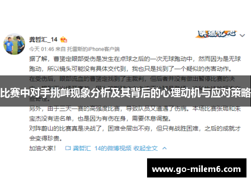 比赛中对手挑衅现象分析及其背后的心理动机与应对策略