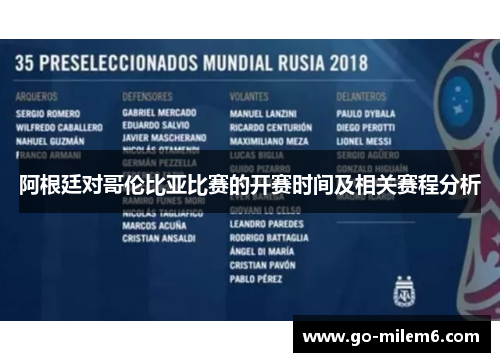 阿根廷对哥伦比亚比赛的开赛时间及相关赛程分析