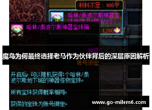 魔鸟为何最终选择老马作为伙伴背后的深层原因解析 魔鸟为何最终选择老马作为伙伴背后的深层原因解析